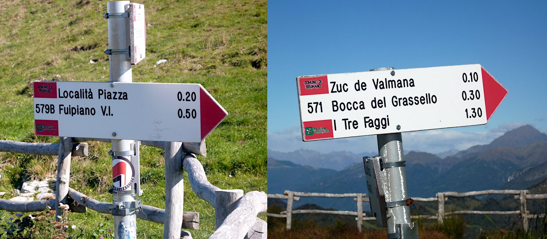 Segnaletica alla Forcella di Valmana.