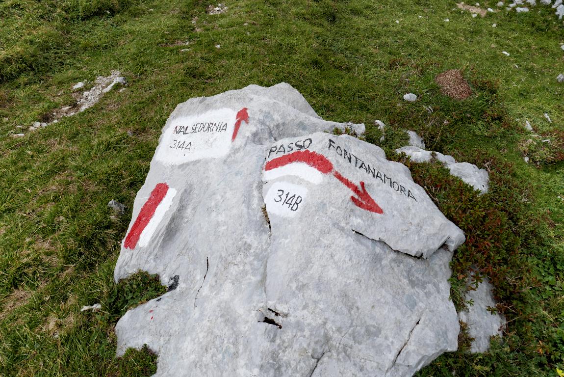 All'incrocio 314A e 314B presso la Cima di val Sedornia.