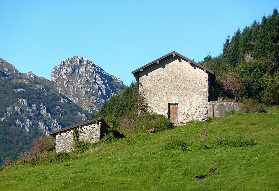 Sul 579B poco prima di entrare nel bosco. La Cima Pozzi (del Resegone) sullo sfondo.