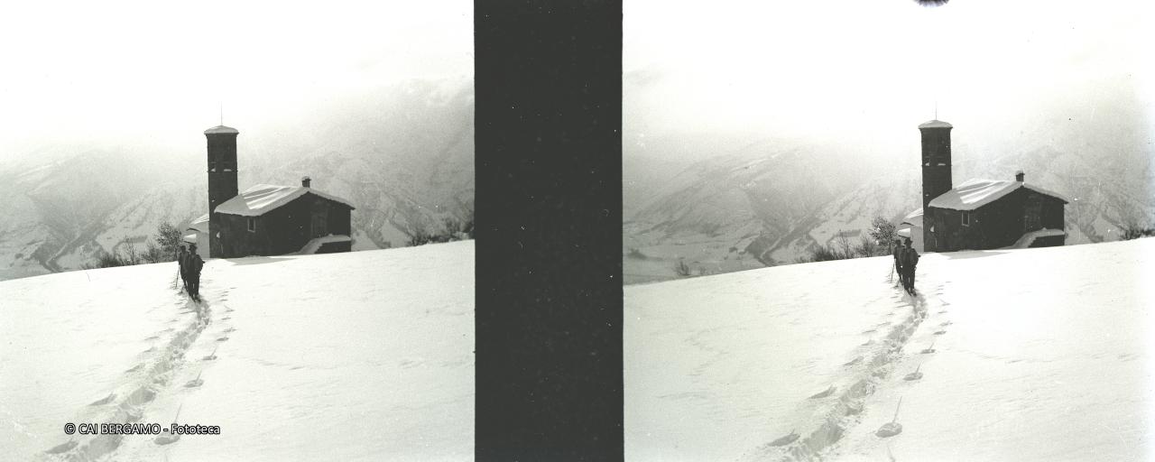 Cammin, camminando nella neve dalla chiesetta di S.Antonio al monte Alino