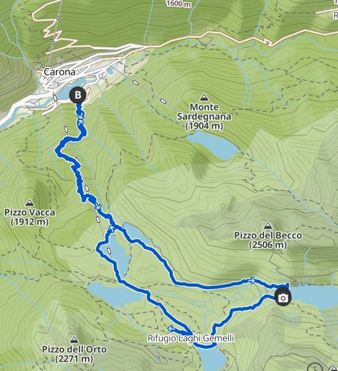 Laghi Carona mappa escursione