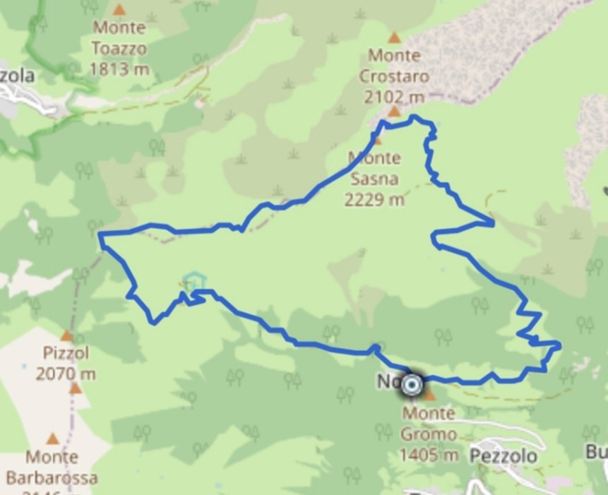 Monte Sasna mappa escursione