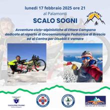 Avventure ciclo-alpinistiche di Ettore Campana, dedicate al reparto di Oncoematologia Pediatrica di Brescia e al Centro per Disabili Il Vomere