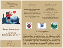 "Il cuore in montagna...in chi ha la montagna nel cuore", 17 novembre 2025, ore 21 serata con il cardiologo Paolo Angelo Canova dell'Ospedale Giovanni XXIII di Bergamo