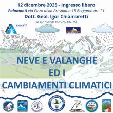 Conferenza di Igor Chiambretti, responsabile tecnico AINEVA, venerdì 12 dicembre 2025 ore 21 presso la sala convegni del Palamonti, ingresso gratuito